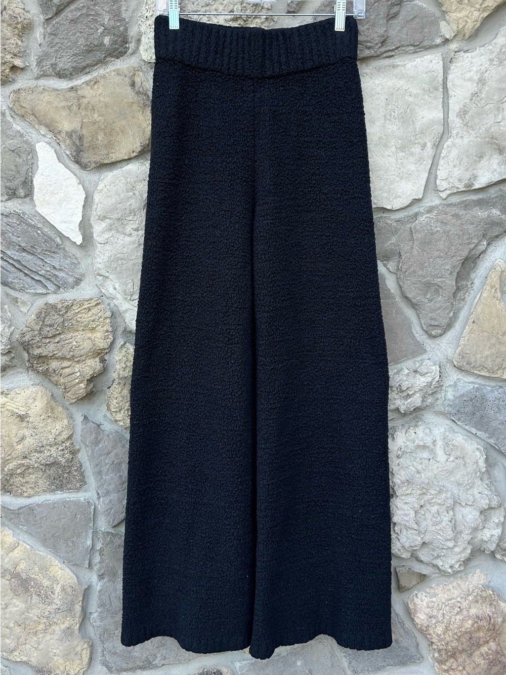 Skims Black Teddy Sweatpants Size Small Cozy Knit Pull On Wide Leg Loungewear
